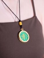Nature & Tao Enamel Taiji Bagua Pendant – Gilded Round Plaque, Green Enamel Talisman, Carved Taiji & Bagua, A Gentle Reminder of Steadiness & Grace