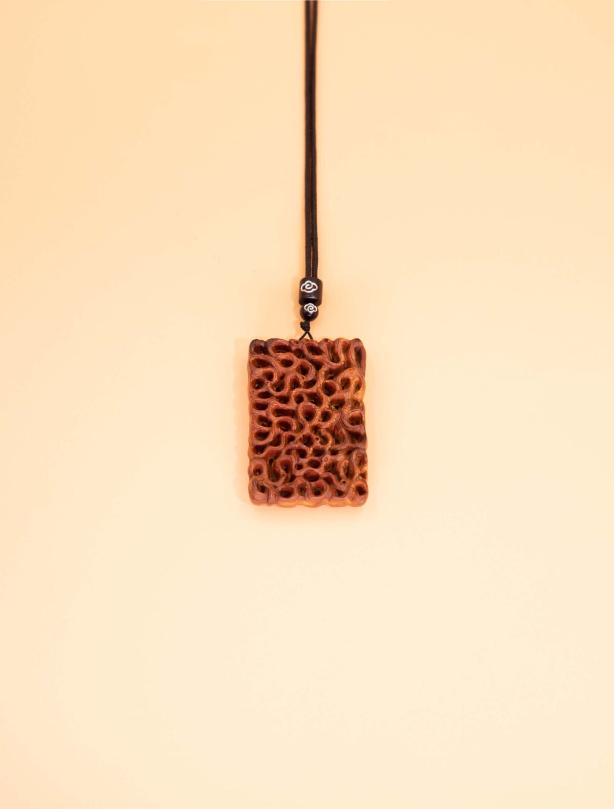 Nature & Tao Openwork Roots Peace Pendant – Carved Thunder-Struck Jujube Wood, Adjustable Black Cotton Cord, A Quiet Reminder of Resilience & Grace
