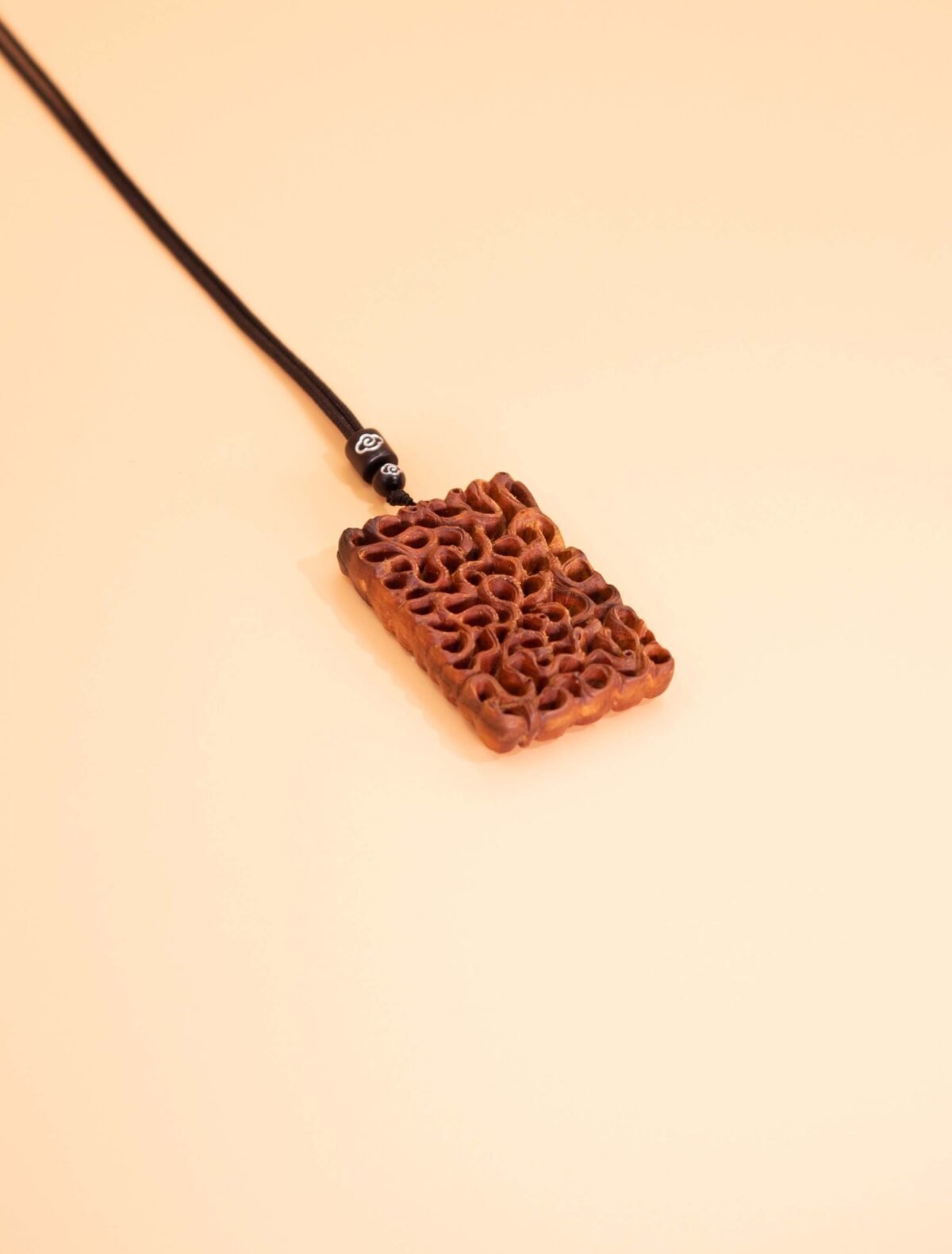 Nature & Tao Openwork Roots Peace Pendant – Carved Thunder-Struck Jujube Wood, Adjustable Black Cotton Cord, A Quiet Reminder of Resilience & Grace
