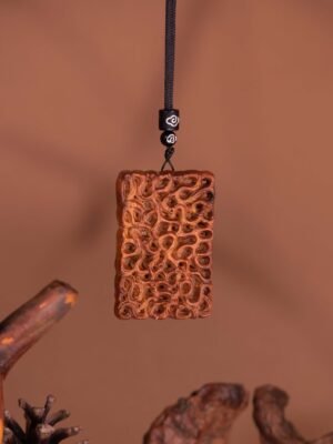 Nature & Tao Openwork Roots Peace Pendant – Carved Thunder-Struck Jujube Wood, Adjustable Black Cotton Cord, A Quiet Reminder of Resilience & Grace