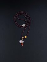 Nature & Tao Garnet Hulu Necklace – Hetian Jade Barrel Bead, Gilded Plum Blossom, Chalcedony Hulu & Red Agate Drop, A Gentle Reminder of Steadiness & Grace