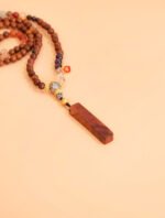 Nature & Tao Rain Gradual Ear Pendant Necklace – Multi-Gem Beads, Tibetan Silver Three-Way Bead, A Gentle Reminder of Steadiness & Grace