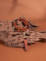 Nature & Tao Rain Gradual Ear Pendant Necklace – Multi-Gem Beads, Tibetan Silver Three-Way Bead, A Gentle Reminder of Steadiness & Grace