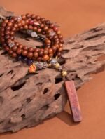 Nature & Tao Rain Gradual Ear Pendant Necklace – Multi-Gem Beads, Tibetan Silver Three-Way Bead, A Gentle Reminder of Steadiness & Grace