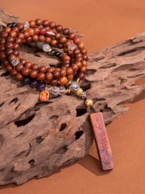 Nature & Tao Rain Gradual Ear Pendant Necklace – Multi-Gem Beads, Tibetan Silver Three-Way Bead, A Gentle Reminder of Steadiness & Grace