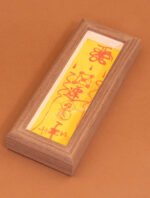 Nature & Tao Hand-Painted Fortune Talisman in Walnut Frame – Traditional Red Ink on Yellow Blessing Paper, Removable for Carry, A Quiet Companion for Grace & Good Flow